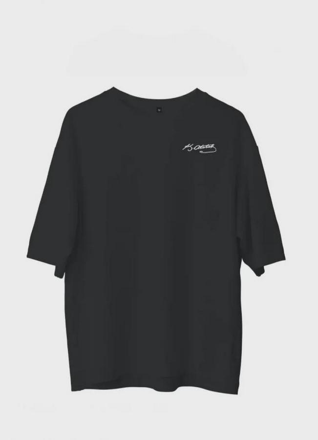 Unisex Bisiklet Yaka Baskılı Oversize T-Shirt