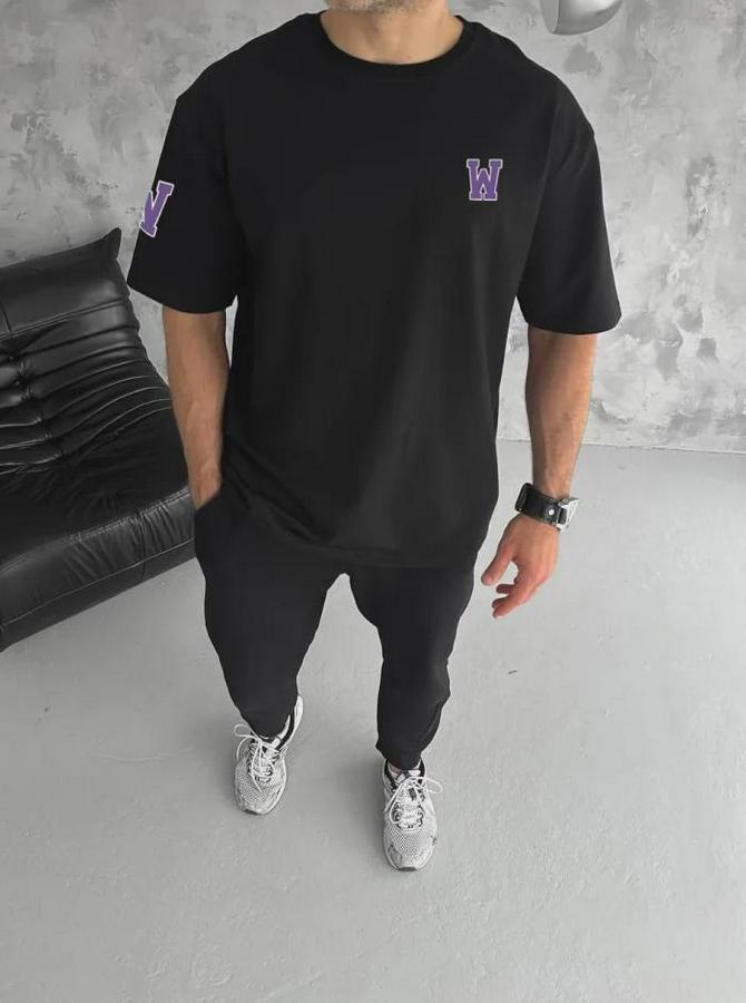 Unisex Bisiklet Yaka Baskılı Oversize T-Shirt