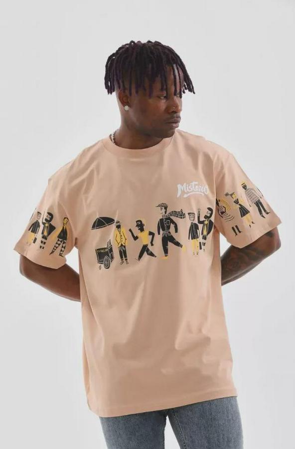 Unisex Bisiklet Yaka Baskılı Oversize T-Shirt