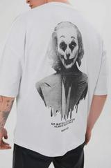 Unisex Bisiklet Yaka Baskılı Oversize T-Shirt