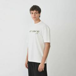 Unisex Bisiklet Yaka Baskılı Oversize T-Shirt