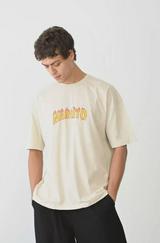 Unisex Bisiklet Yaka Baskılı Oversize T-Shirt