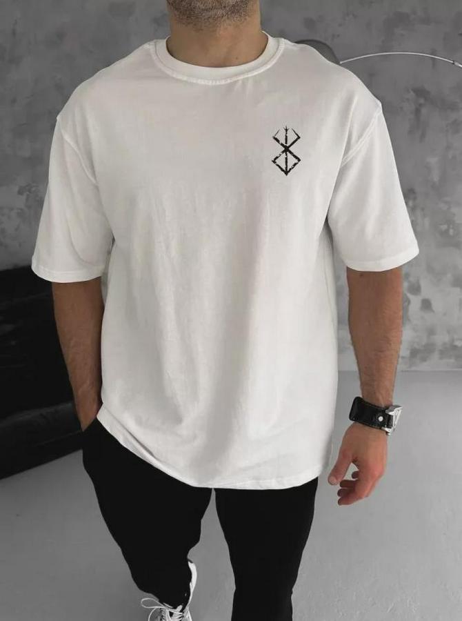 Unisex Bisiklet Yaka Baskılı Oversize T-Shirt