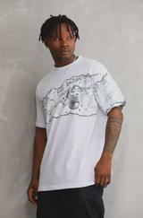Unisex Bisiklet Yaka Baskılı Oversize T-Shirt