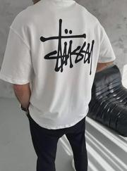 Unisex Bisiklet Yaka Baskılı Oversize T-Shirt