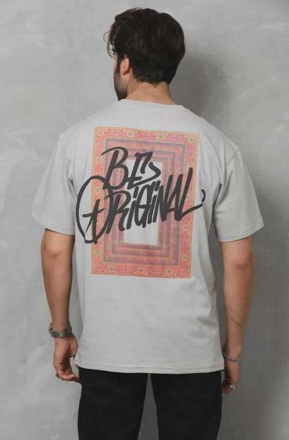 Unisex Bisiklet Yaka Baskılı Oversize T-Shirt