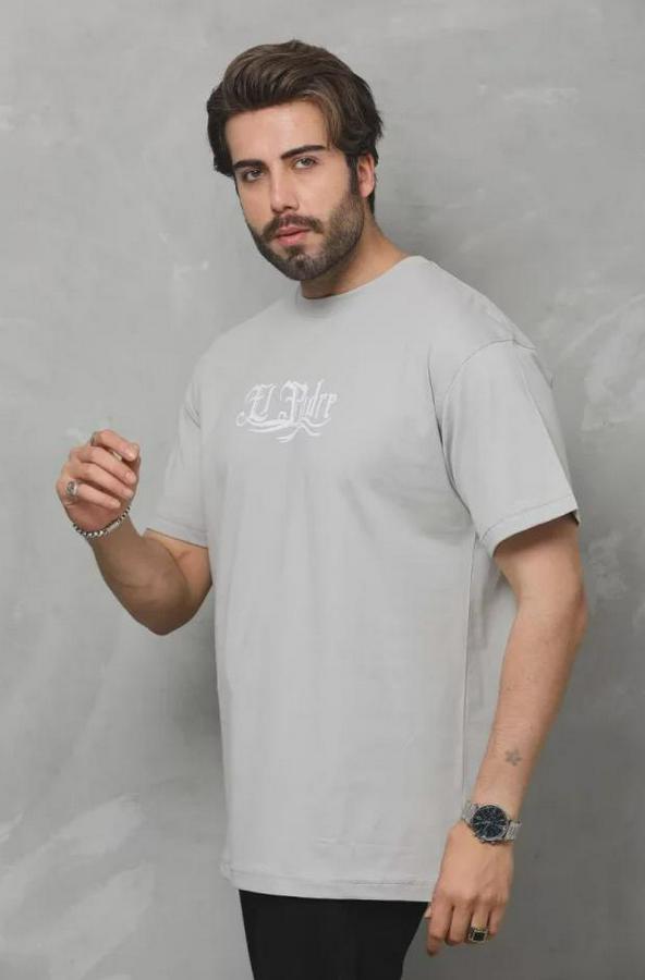 Unisex Bisiklet Yaka Baskılı Oversize T-Shirt