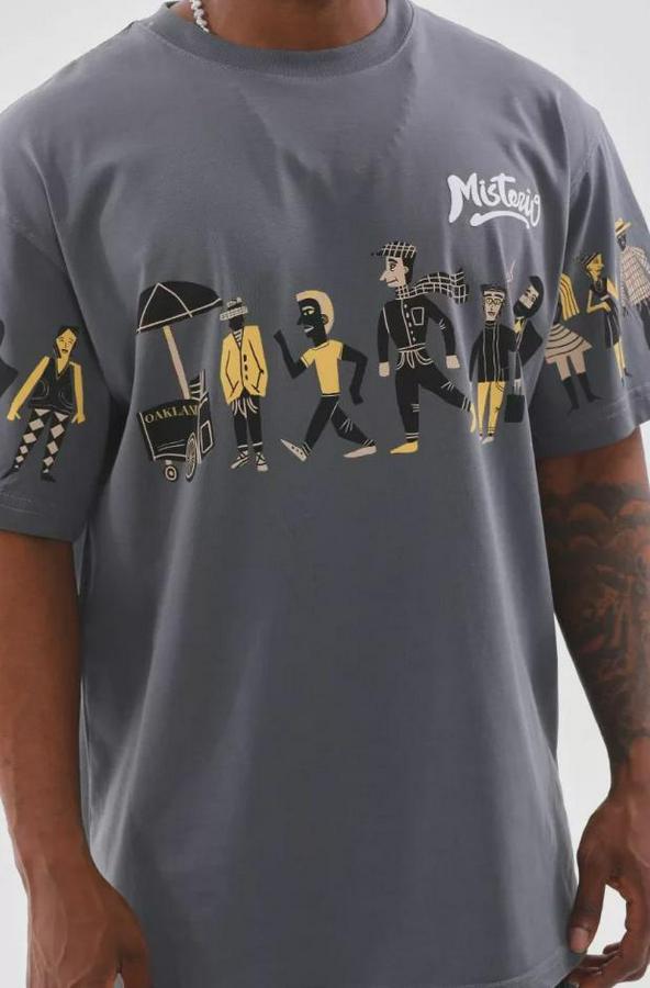 Unisex Bisiklet Yaka Baskılı Oversize T-Shirt