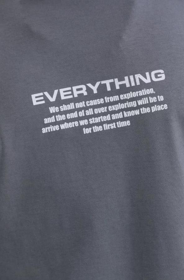 Unisex Bisiklet Yaka Baskılı Oversize T-Shirt
