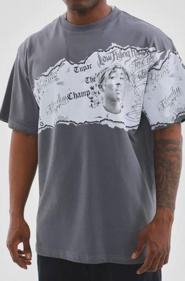 Unisex Bisiklet Yaka Baskılı Oversize T-Shirt