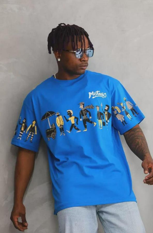 Unisex Bisiklet Yaka Baskılı Oversize T-Shirt