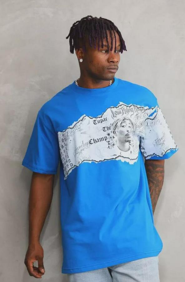 Unisex Bisiklet Yaka Baskılı Oversize T-Shirt