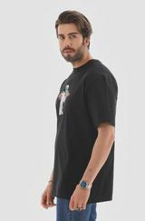Unisex Bisiklet Yaka Baskılı Oversize T-Shirt