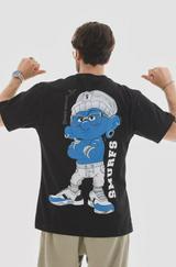 Unisex Bisiklet Yaka Baskılı Oversize T-Shirt