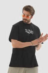 Unisex Bisiklet Yaka Baskılı Oversize T-Shirt