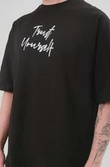 Unisex Bisiklet Yaka Baskılı Oversize T-Shirt