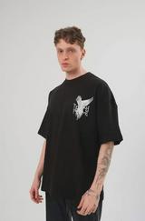 Unisex Bisiklet Yaka Baskılı Oversize T-Shirt