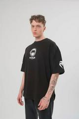 Unisex Bisiklet Yaka Baskılı Oversize T-Shirt