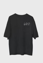 Unisex Bisiklet Yaka Baskılı Oversize T-Shirt