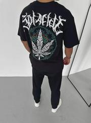 Unisex Bisiklet Yaka Baskılı Oversize T-Shirt