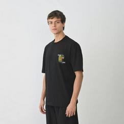 Unisex Bisiklet Yaka Baskılı Oversize T-Shirt