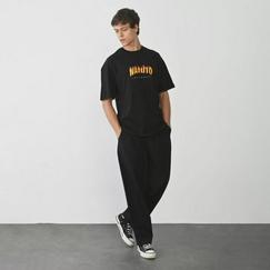 Unisex Bisiklet Yaka Baskılı Oversize T-Shirt