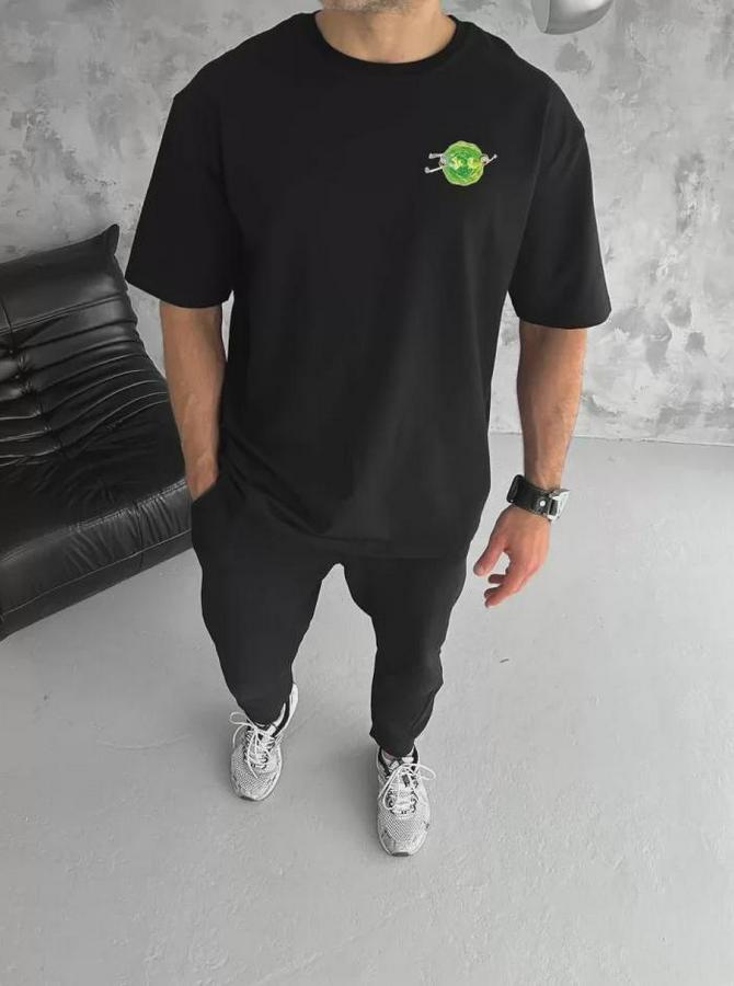 Unisex Bisiklet Yaka Baskılı Oversize T-Shirt