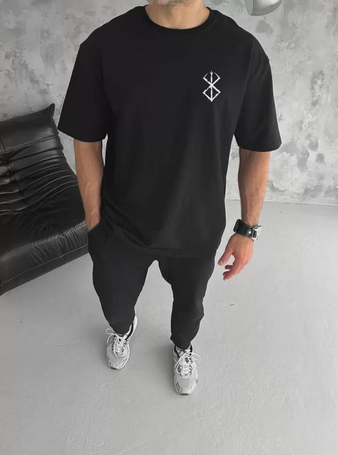 Unisex Bisiklet Yaka Baskılı Oversize T-Shirt