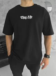 Unisex Bisiklet Yaka Baskılı Oversize T-Shirt