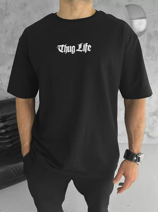 Unisex Bisiklet Yaka Baskılı Oversize T-Shirt