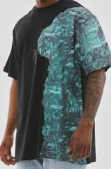Unisex Bisiklet Yaka Baskılı Oversize T-Shirt