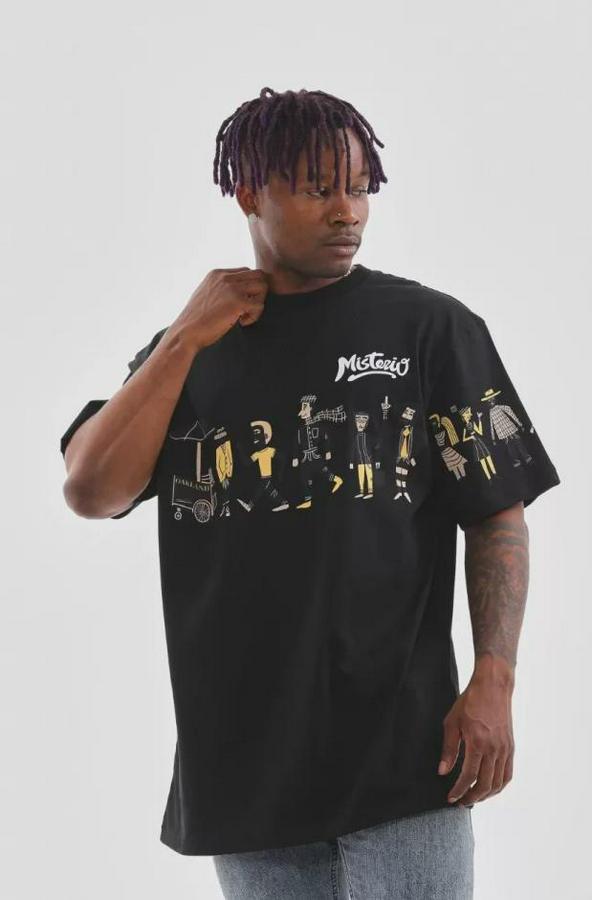 Unisex Bisiklet Yaka Baskılı Oversize T-Shirt