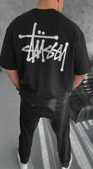 Unisex Bisiklet Yaka Baskılı Oversize T-Shirt