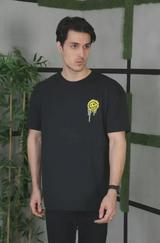 Unisex Bisiklet Yaka Baskılı Oversize T-Shirt