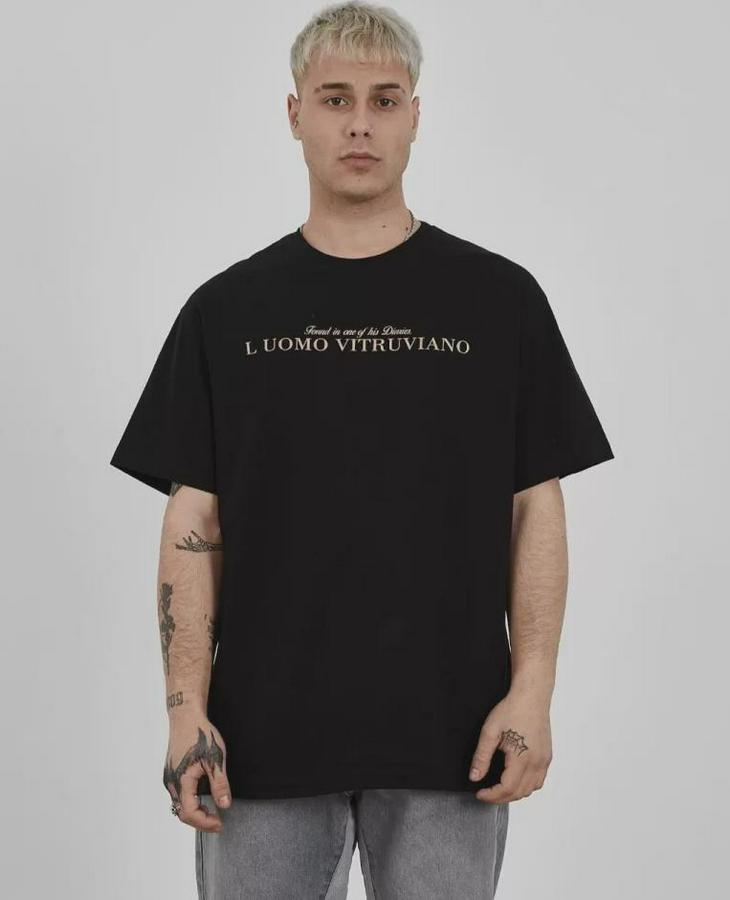 Unisex Bisiklet Yaka Baskılı Oversize T-Shirt