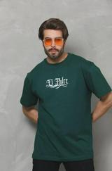 Unisex Bisiklet Yaka Baskılı Oversize T-Shirt