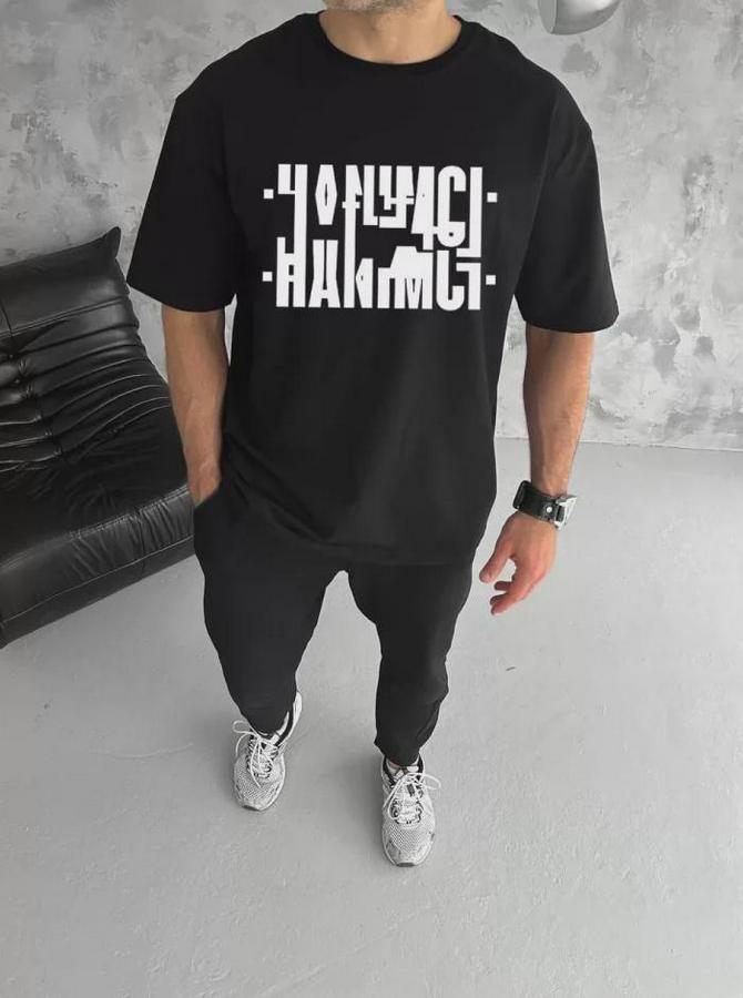 Unisex Bisiklet Yaka Katlanan Baskılı T-Shirt