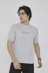 Unisex Bisiklet Yaka Slim Fit T-Shirt- Boyalı Gri