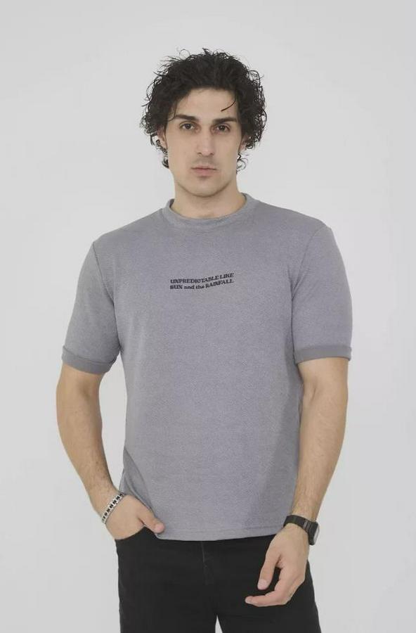 Unisex Bisiklet Yaka Slim Fit T-Shirt- Gri