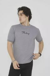Unisex Bisiklet Yaka Slim Fit T-Shirt- Gri