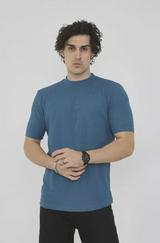 Unisex Bisiklet Yaka Slim Fit T-Shirt- Turkuaz