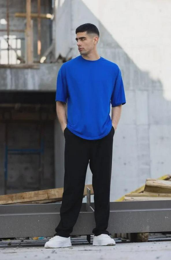 Unisex Düz Biskilet Yaka Oversize T-Shirt