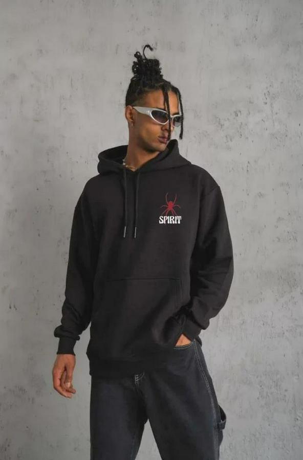 Unisex Kapşonlu Baskılı Sweetshirt