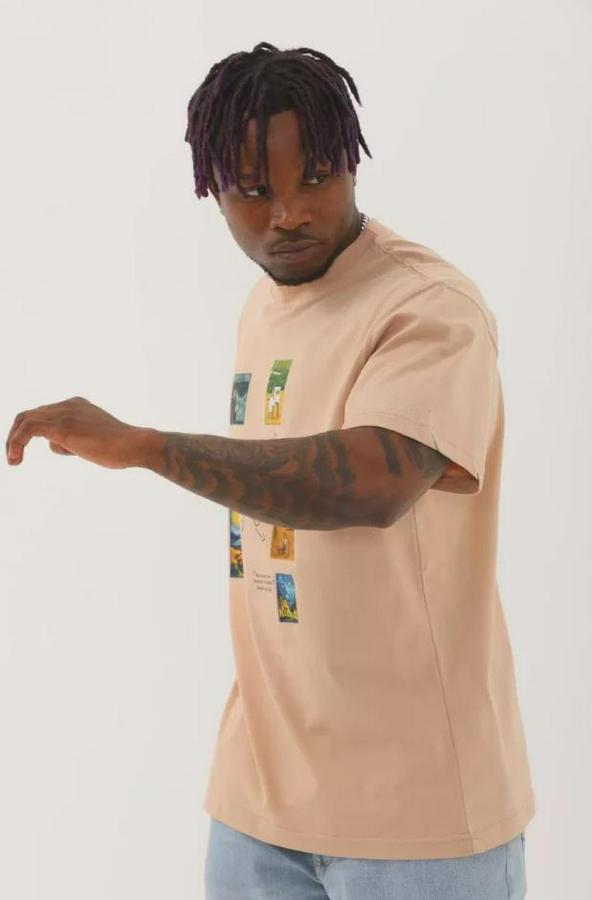 Unisex Oversize Baskılı Bisiklet Yaka T-Shirt