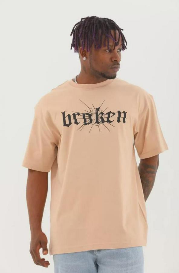 Unisex Oversize Baskılı Bisiklet Yaka T-Shirt