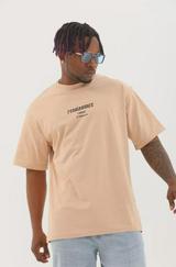 Unisex Oversize Baskılı Bisiklet Yaka T-Shirt
