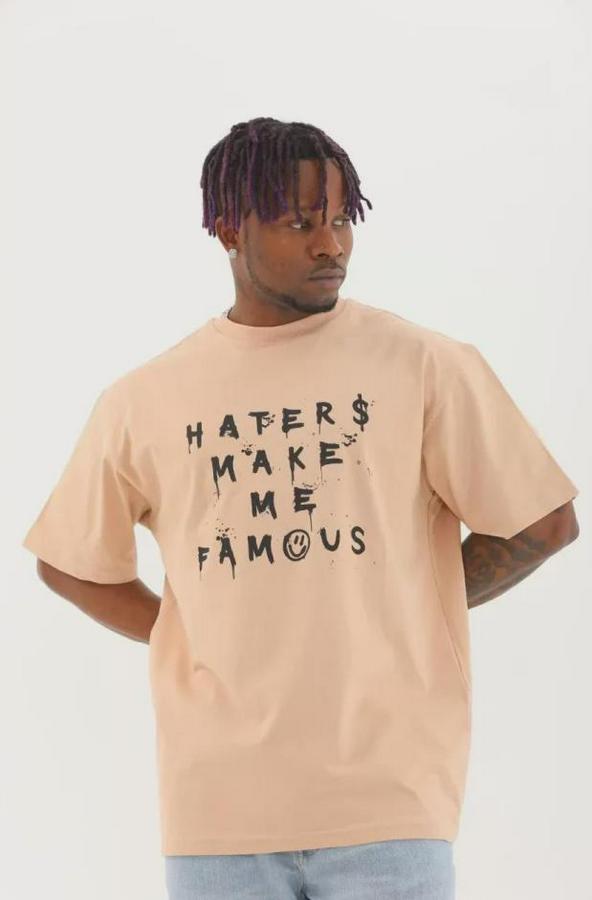 Unisex Oversize Baskılı Bisiklet Yaka T-Shirt