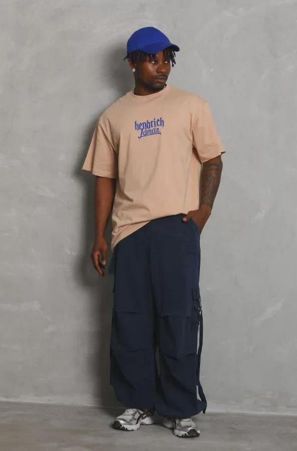 Unisex Oversize Baskılı Bisiklet Yaka T-Shirt