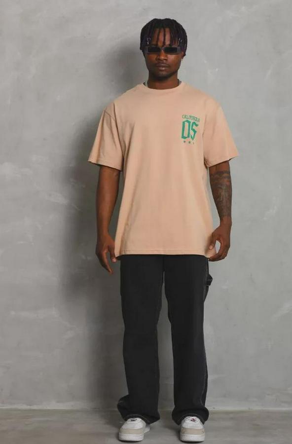 Unisex Oversize Baskılı Bisiklet Yaka T-Shirt