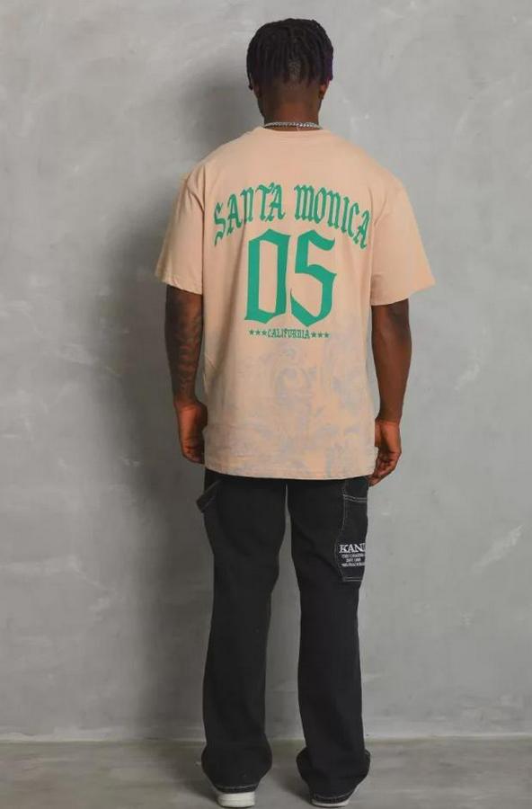 Unisex Oversize Baskılı Bisiklet Yaka T-Shirt